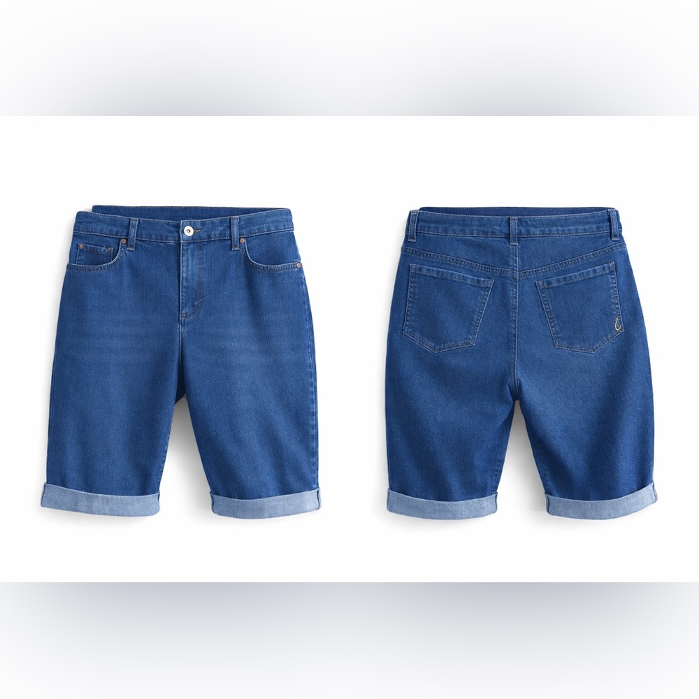 Style & Co.
Curvy Bermuda 
Mid rise Blue Jean Shorts